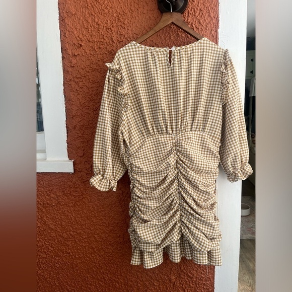 Women’s Avantlook Ruffle Ruched Dress Mini Gingham Size Large - Picture 3 of 7